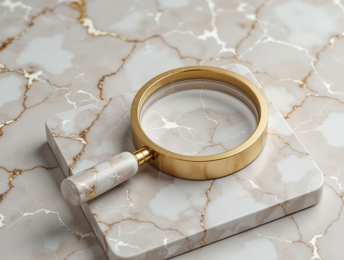 Luxury marble and gold magnifying glass symbolizing financial data review and accounting precision.
